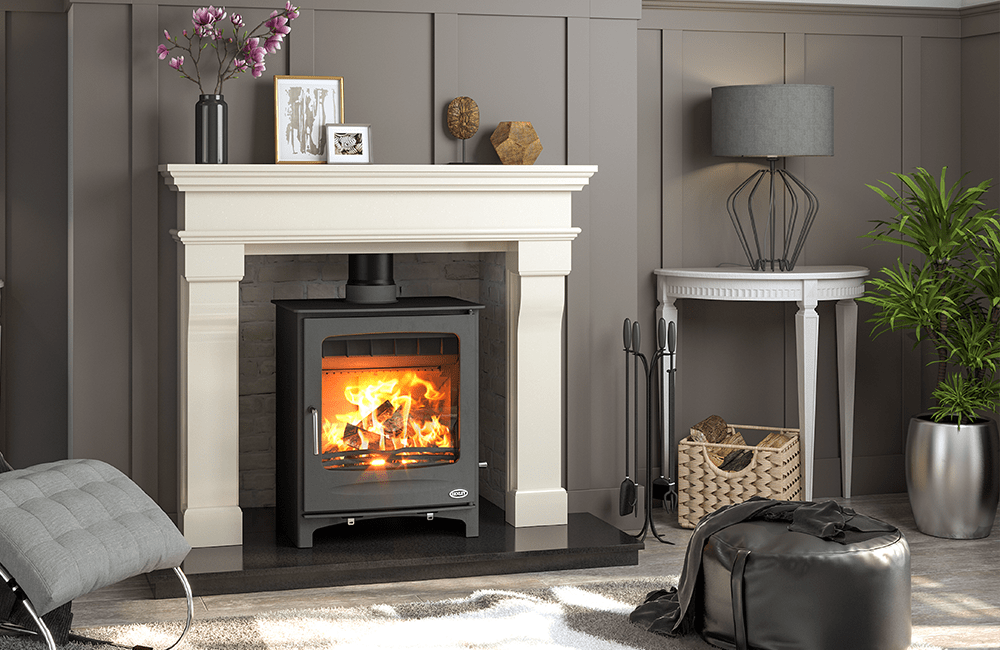 Henley Sherwood stove with mantel surround