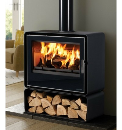 Freestanding Henley Orion 700 stove with Log Store